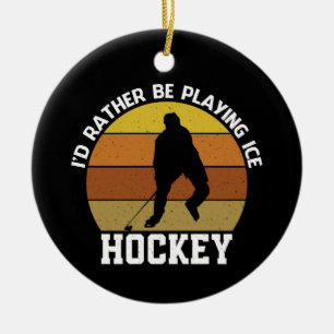 Décoration En Céramique Plutôt Jouer Hockey Sur Glace