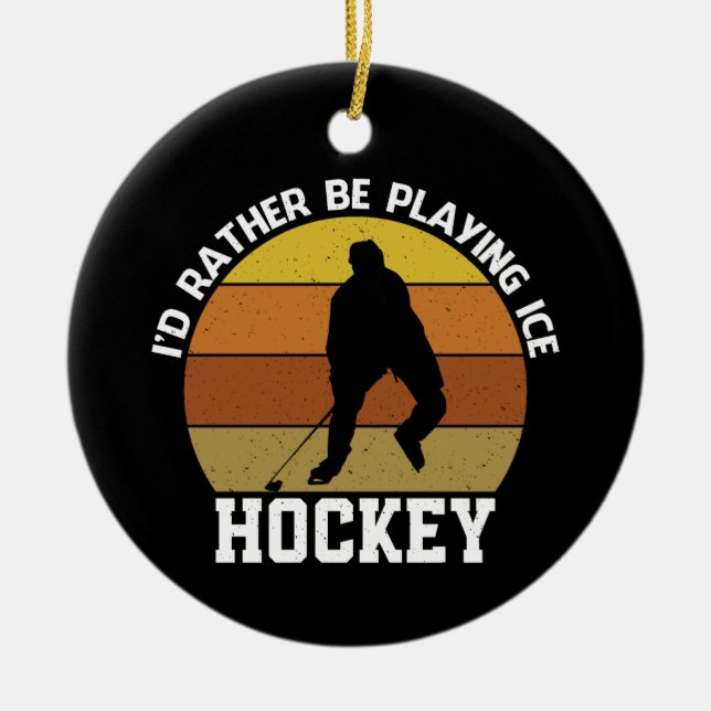 Décoration En Céramique Plutôt Jouer Hockey Sur Glace (Devant)