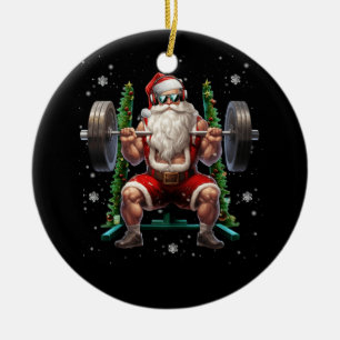 Décoration En Céramique Poids de Noël Père Noël Deadlift Xmas Poids