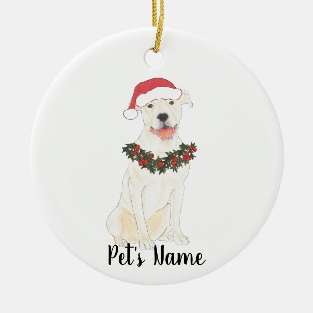 Décoration En Céramique Poignée Pitbull personnalisée (blanche) (Devant)