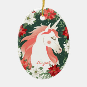 Décoration En Céramique Poinsettia Unicorn Horse Personnalisé
