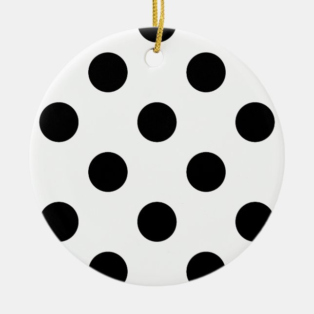 Décoration En Céramique Point Polka noir et blanc (Devant)