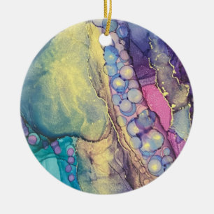 Décoration En Céramique Points colorés Encre d'alcool Liquide Abstrait Art