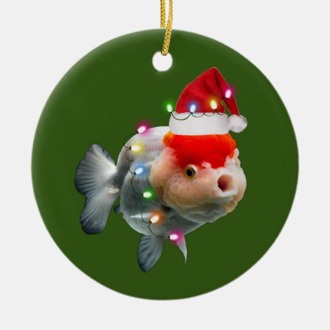 Décoration En Céramique poisson aux lumières Casquettes Noël (Devant)