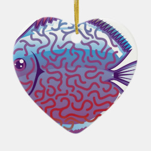 Décoration En Céramique Poisson Discus Aquarium