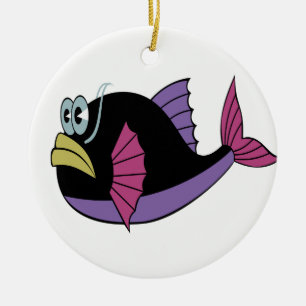 Décoration En Céramique Poisson-taupe violet et noir multicolore