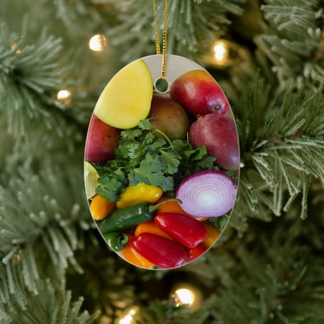 Décoration En Céramique Poivrons, Cilantro, Oignons (Arbre)