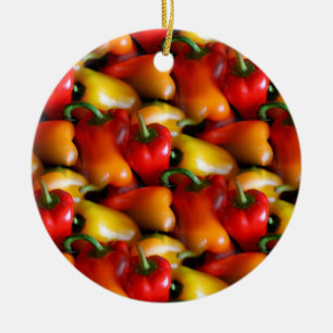 Décoration En Céramique Poivrons rouges et jaunes
