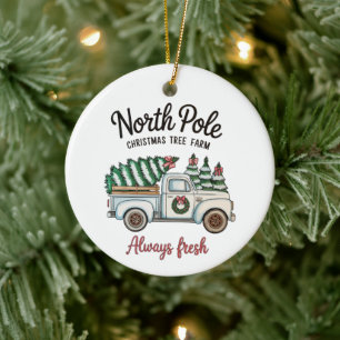 Décoration En Céramique Pôle Nord Arbre de Noël Ferme toujours Camion frai