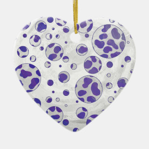 Décoration En Céramique Polka blanc et violet dalmate