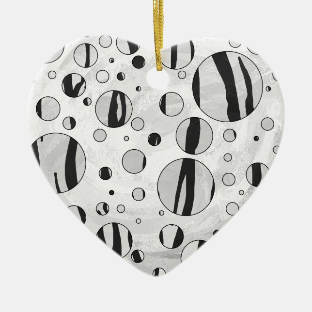 Décoration En Céramique Polka Dot Tiger noir et blanc (Devant)