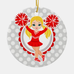 Décoration En Céramique Pom-pom girl - Blonde Rouge mignonne