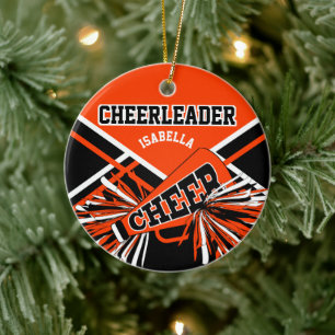 Décoration En Céramique 📣 pom-pom girl 💖 - orange, noir et blanc