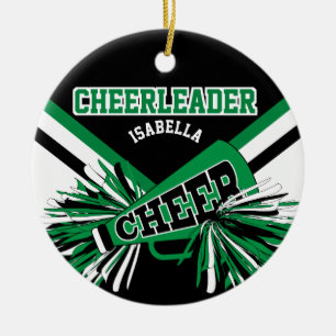 Décoration En Céramique 📣 pom-pom girl - Vert, Noir et Blanc 2