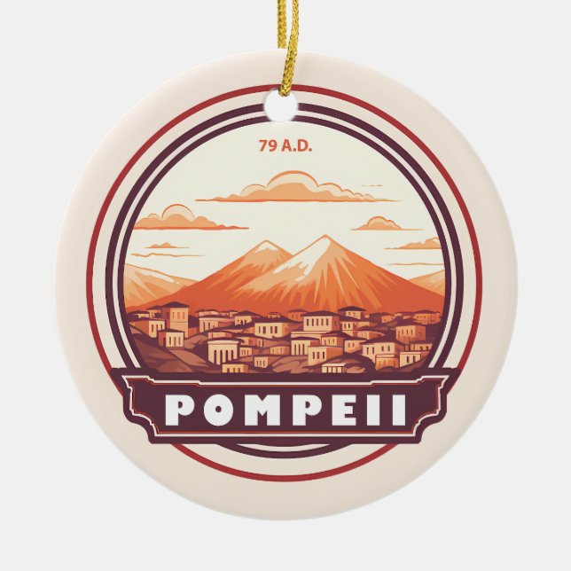 Décoration En Céramique Pompéi Ruines Italie Travel Art Badge (Devant)