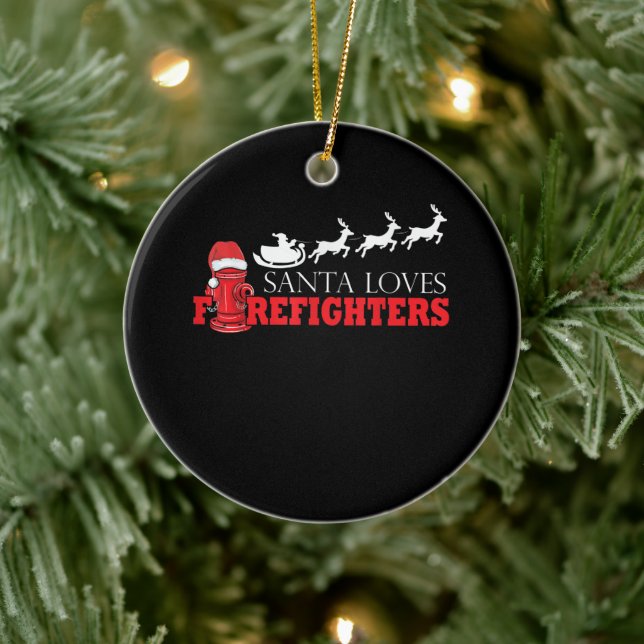 Décoration En Céramique Pompier Noël Cadeaux du Père Noël Fireman (Arbre)