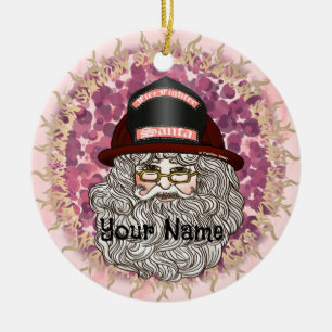 Décoration En Céramique Pompier père Noël