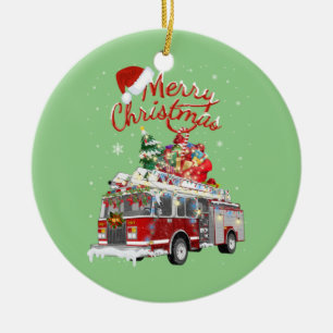 Décoration En Céramique Pompier Père Noël Sleigh Firemer de Noël