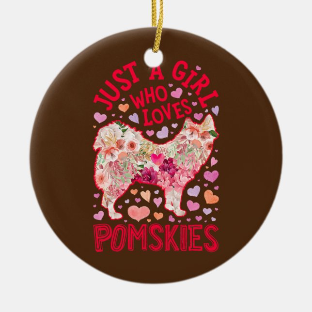 Décoration En Céramique Pomsky Juste Une Fille Qui Aime Pomskies Fleur Chi (Devant)