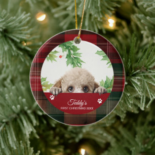 Décoration En Céramique Poodé Personnalisé Premier Noël