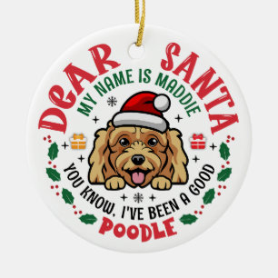 Décoration En Céramique Poodle Chien Père Noël arbre de Noël personnalisé 