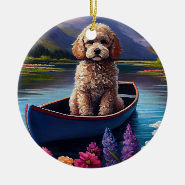 Décoration En Céramique Poodle sur une pagaie : une aventure Pittoresque (Devant)