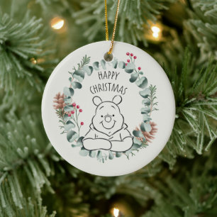 Décoration En Céramique Pooh   Bonne couronne de Noël