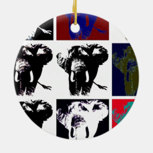 Décoration En Céramique Pop Art Elephants