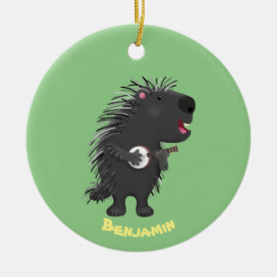 Décoration En Céramique Porc-épic drôle et mignon jouant du banjo dessin a