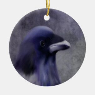 Décoration En Céramique Portarit de Corbeau pourpre