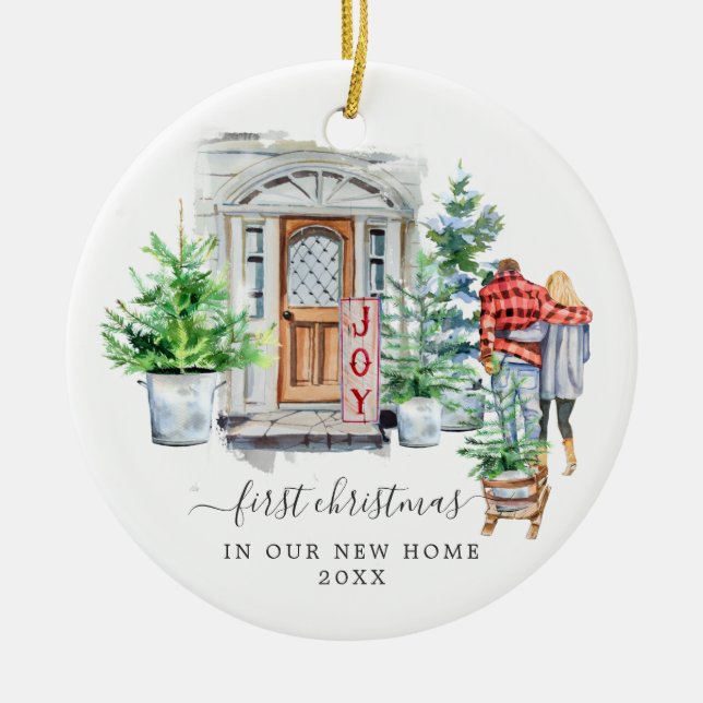 Décoration En Céramique Porte aquarelle | Premier Noël Nouveau foyer (Devant)