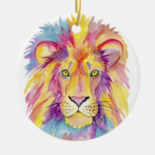 Décoration En Céramique Portrait coloré du lion