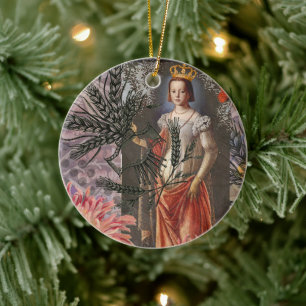 Décoration En Céramique Portrait de femme Vierge Antique Coloré Riche