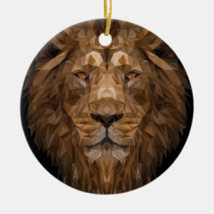 Décoration En Céramique Portrait de lion géométrique