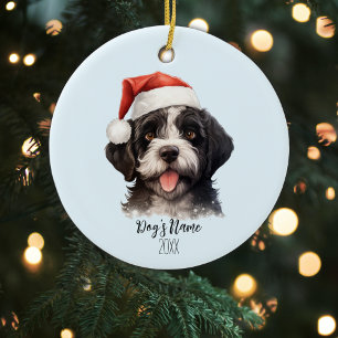 Décoration En Céramique Portugais Water Dog Monogramme Nom Joli Noël