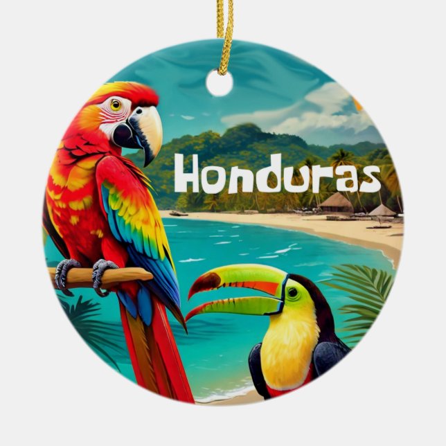 Décoration En Céramique Poster Retro Viaje de Honduras (Devant)