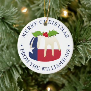Décoration En Céramique Pouding de Noël drapeau TEXAS personnalisé Cadeau