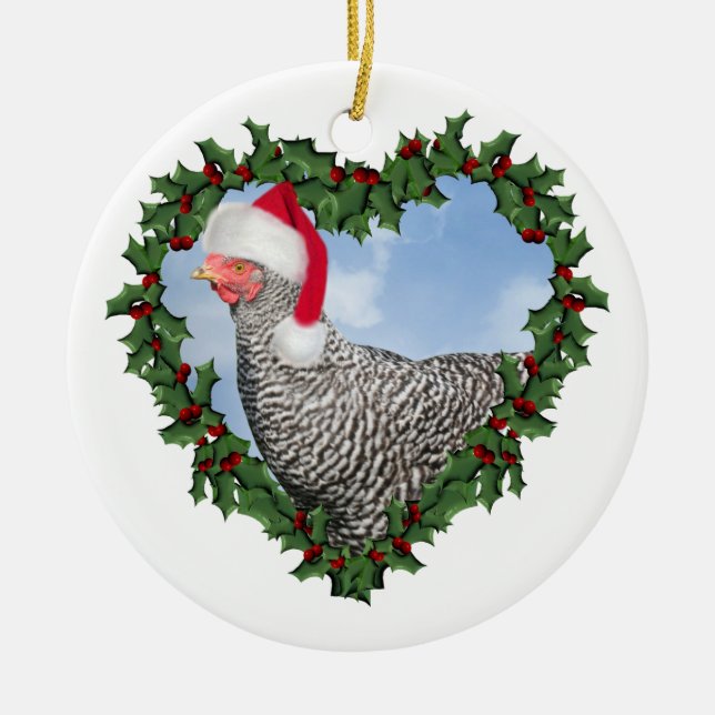 Décoration En Céramique Poulet de Noël * Poulet de Rocher Barré (Devant)