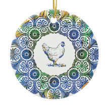 Poulet frileux en bleu et vert