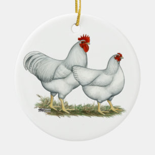 Décoration En Céramique Poulets blancs