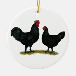 Décoration En Céramique Poulets Java noirs