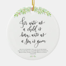 Pour nous un enfant est né l'ornement de Noël