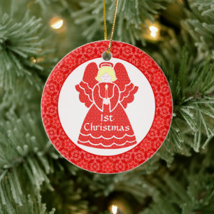 Décoration En Céramique Premier ange de Noël de la fille du bébé