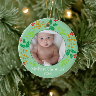 Décoration En Céramique Premier bébé de Noël Photo Souvenir de vacances