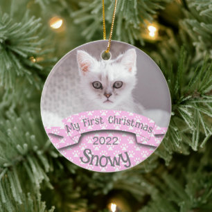 Décoration En Céramique Premier Empreinte de patte rose de Noël chez les c