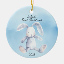 Premier lapin de Noël de bébé bleu personnalisé