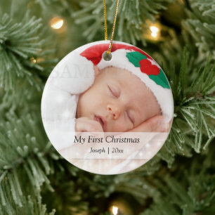 Décoration En Céramique Premier Modèle photo personnalisé de Noël du bébé