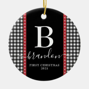 Décoration En Céramique Premier Monogramme de Noël Nom du bébé Buffalo Pla