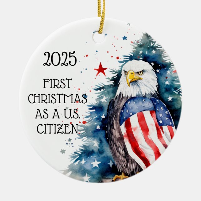 Décoration En Céramique Premier Noël Aigle de l'ornement citoyen des États (Devant)