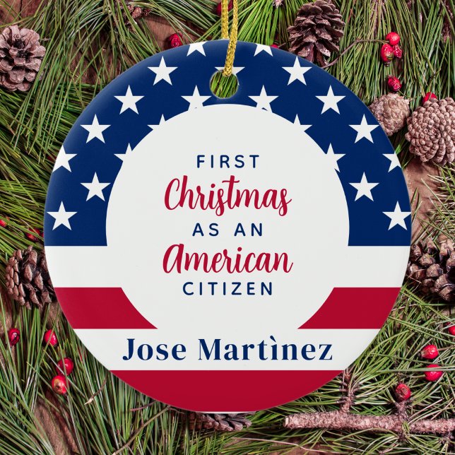 Décoration En Céramique Premier Noël Américain Citoyen Personnalisé Patrio (Créateur téléchargé)